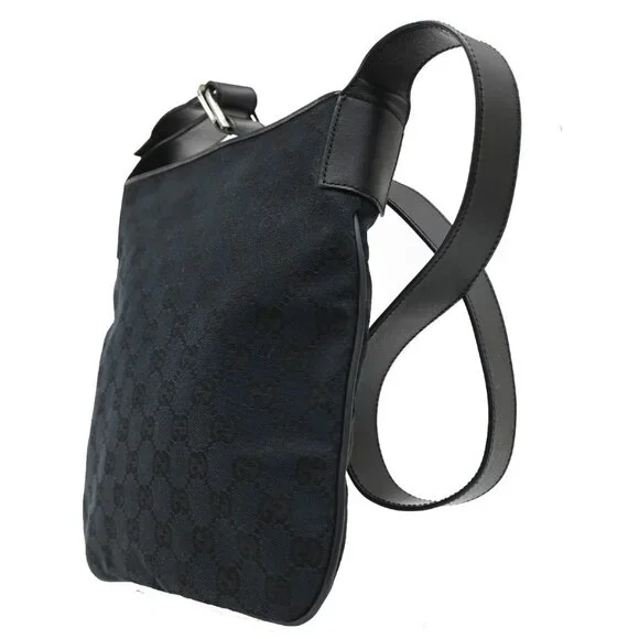 GUCCI Logo GG Pattern Shoulder Bag Canvas Leather Black SHW Italy 36KB680 - Picture 4 of 13